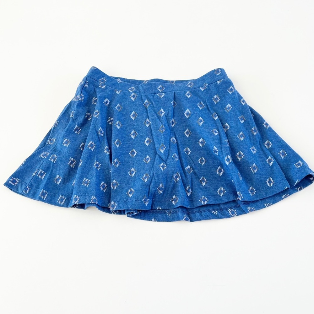 Blue Fit and Flare Elastic Waist Skirt